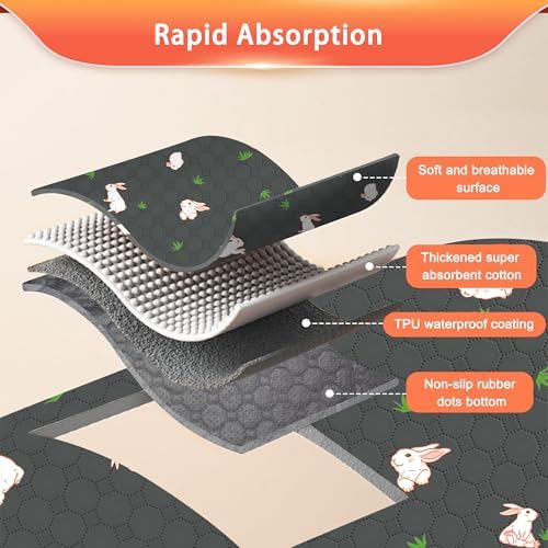 Guinea Pig Cage Liner, Reusable Guinea Pig Bedding Washable Absorbent Pee Pads for Dogs Kitten Rabbit Chinchilla Hamster, Leakproof & Anti Slip (2, C&C 2*3, 24"x36")
