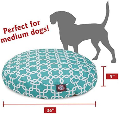 Teal Links Medium Round Indoor Outdoor Pet Dog Bed With Removable Washable Cover By Majestic Pet Products