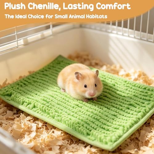 8 Pcs Guinea Pig Cage Liner, 16x12 Inch Washable Fleece Bedding Mats & Reusable Pee Pads for Rabbits and Small Animals (4 Colors)