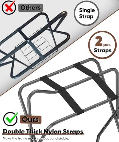 Queension Foldable Saddle Rack with Bottom Storage for Horse Stable, Black