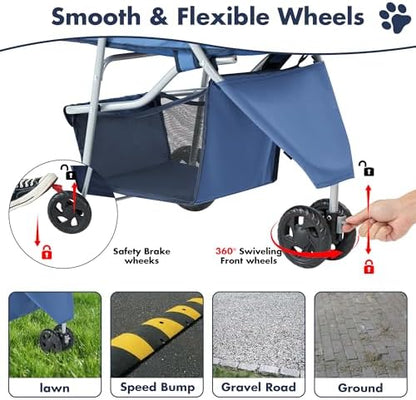 NEWBULIG Foldable 3 Wheel Pet Stroller for Dogs and Cats