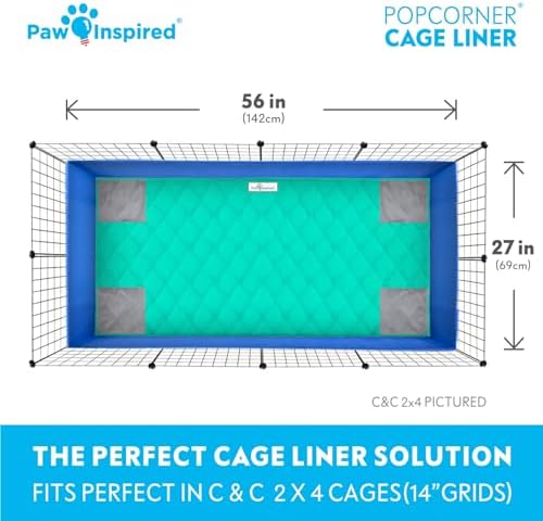 Paw Inspired PopCorner Washable Fleece Cage Liners, C&C 2x4, Green