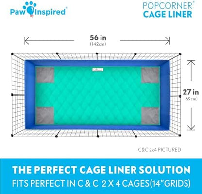 Paw Inspired PopCorner Washable Fleece Cage Liners, C&C 2x4, Green