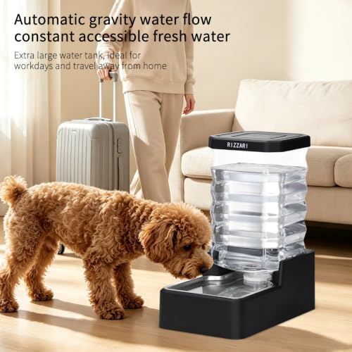RIZZARI 2.1Gallon Gravity Dog Water Dispenser:Easy Care No Filter Design