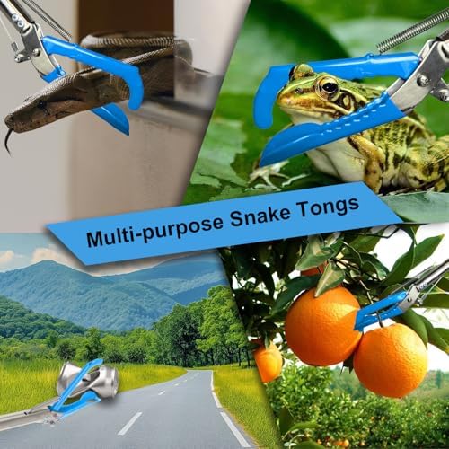 Snake Grabber Tool, 66" Snake Tongs Removal Professional Collapsible Rattlesnake Reptile Grabber Long Reach Grabber Heavy Duty Wide Jaw Handling Tool with Lock Non-Slip Foam Grip
