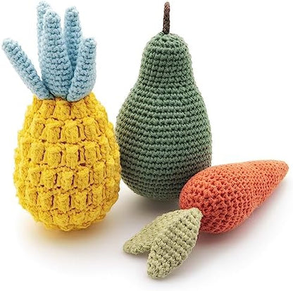 Nina Woof Organic Cotton Squeaky Dog Toy Set – Fruits & Veggies Pack