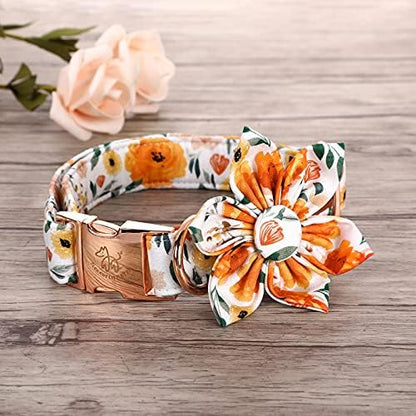 Elegant little tail Floral Girl Dog Collar for Female Dogs, Pet Collar Adjustable Dog Collars with Flower Gift for Small Dogs and Cats