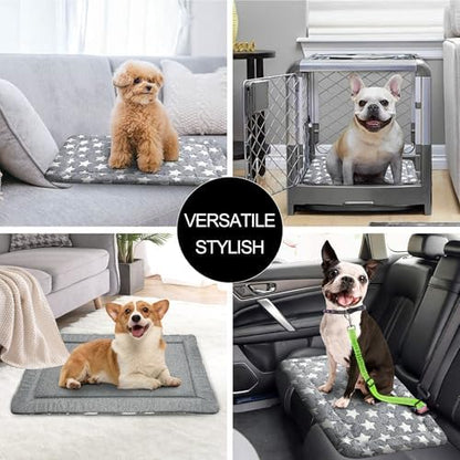 Dog Crate Pad Washable Cat Dog Pet Bed for Crate kennel Small Mat 24in Gray