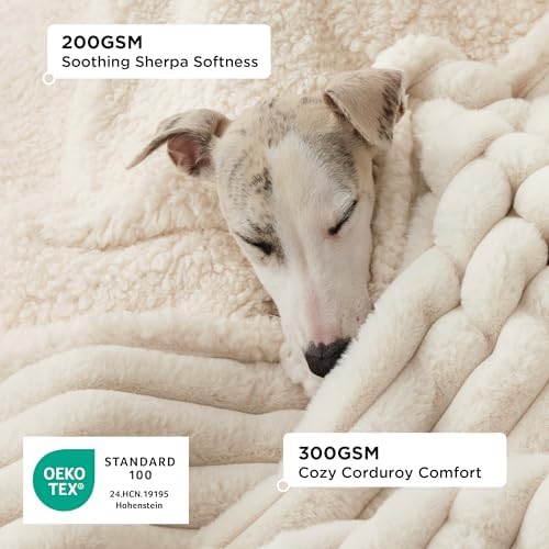 Bedsure ComfyFleece™ Waterproof Dog Blankets for Small Dogs,25x35 Cream