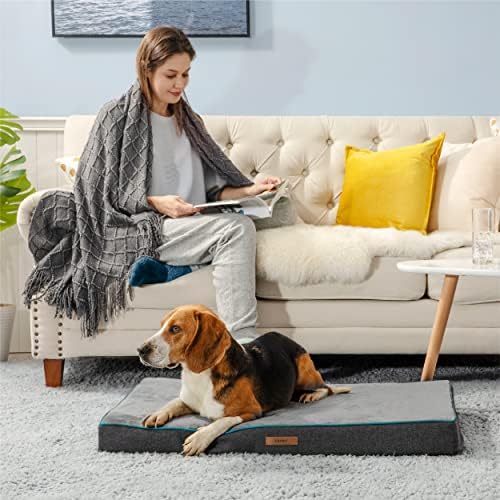 LE SURE Flannel Plush Dog Bed Cover Replacement, Large 35x22x3in, Grey
