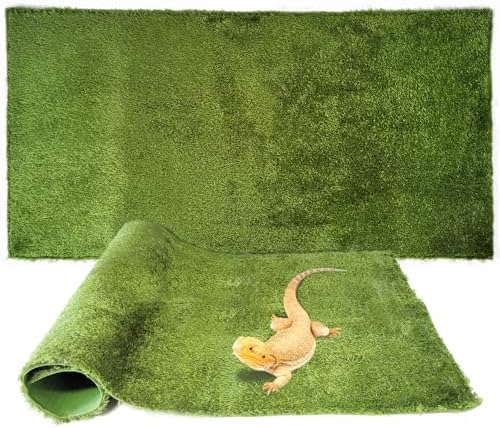 kathson 2Pcs Reptile Carpet Mat,35.4 x 17.7 in Terrarium Bedding Substrate Liner,Tortoise Imitation Rainforest Crawler Mats for Snakes Bearded Dragon Gecko Chameleon Turtles Iguana