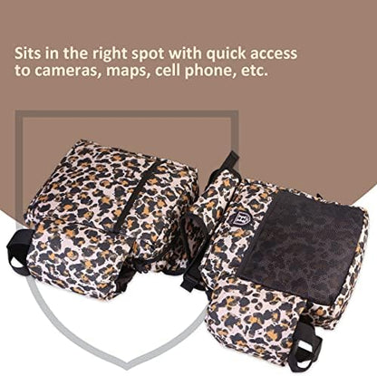 Harrison Howard Equestrian Western Saddle Bag Nylon Water Bottle/Gear Carrier Convenient Saddle Bag Classic Leopard