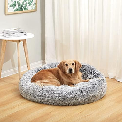 Bedfolks Calming Donut Dog Bed for Large Dogs,Dark Grey, 36" (Pack of 3)