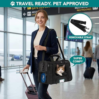 PetAmi Airline Approved Pet Carrier for Cats & Small Dogs, Small, Black