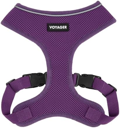 Best Pet Supplies Voyager Aerolite Over the Head Dog Harness, No Pull Breathable Air Mesh Vest, Quick Dry with Reflective Stitching, Adjustable Escape Resistant Harness - Purple, Large