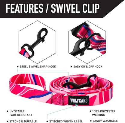 Wolfgang 1 Inch Venture Dog Leash Marbleswirl Print Small