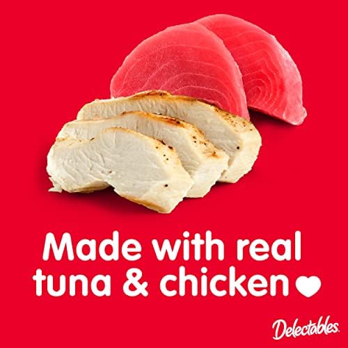 Delectables Lickable Treat Bisque Non-Seafood Wet Cat Treat with Real Tuna & Chicken, Food Topper, Hydrating, Grain-Free, No Fillers, By-Products, Added Preservatives, 1.4oz Pouch, 30ct