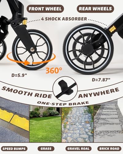 HITTITE Pet Stroller with Weatherproof Cover, All-Terrain 4-Wheel Cat & Dog Stroller with Adjustable Canopy, Foldable Dog Strollers with Storage Basket for Small to Medium Dogs Up to 55 lbs.
