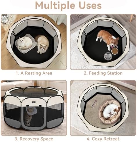 A 4 Pet 40.55-in Dog Playpen, Small Dogs & Puppies, Grey+Beige
