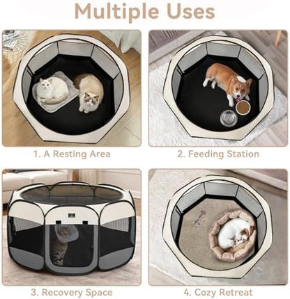 A 4 Pet 40.55-in Dog Playpen, Small Dogs & Puppies, Grey+Beige