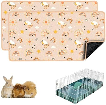 Guinea Pig Cage Liner, 49"x24" Bedding for Midwest Cage 2 Pack, Rainbow