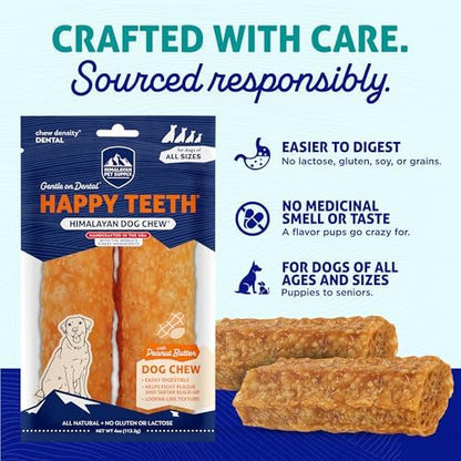 Himalayan Dog Chew Happy Teeth Cheese Crunchy Chew, Peanut Butter 2 Count