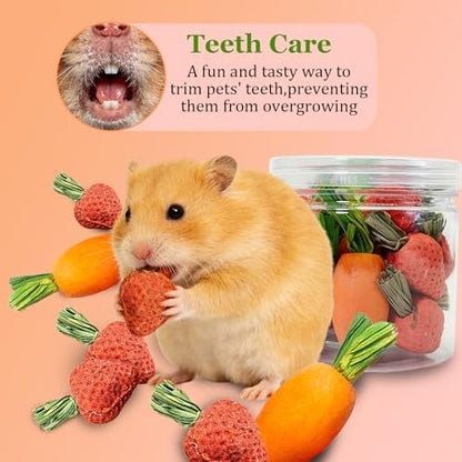 Hamiledyi Hamster Chew Toys Rabbit Chew Toys for Teeth Guinea Pig Treats Enrichment Habitat Decor for Bunny Chinchilla Gerbil Rat (13 Pcs)