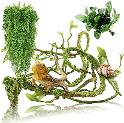 Hamiledyi Fake Reptile Plants for Terrarium, Bendable Snake Climbing Vine