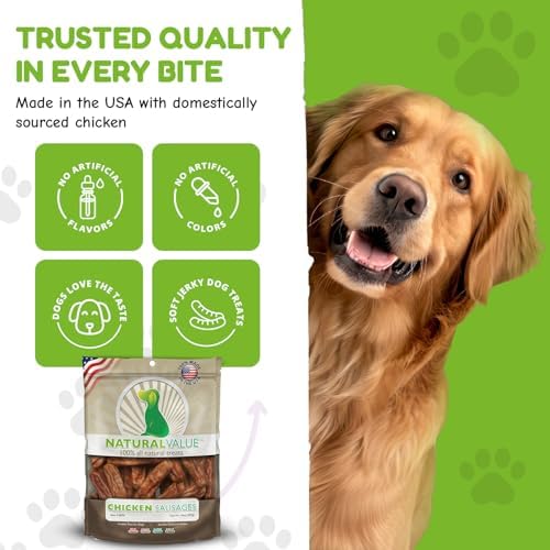 Loving Pets Natural Value Chicken Sausages - Soft Jerky Dog Treats for Large & Small Breeds - Healthy Gluten, Wheat, Soy & Grain Free Pet Treats for Dogs