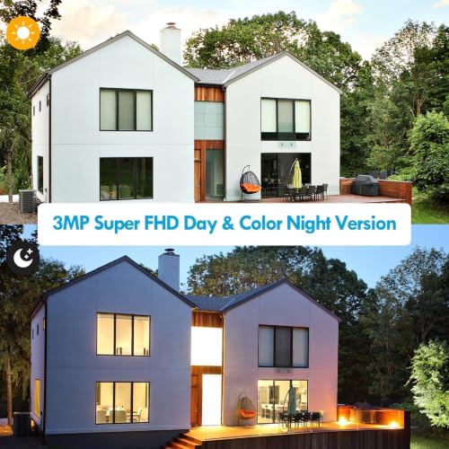 Poyasilon 2-Pack Solar Security Camera Wireless Outdoor, 2K, Color Night Vision, Two-Way Talk, Dual Spotlights, Cloud/SD Storage, 2.4GHz WiFi, Light White