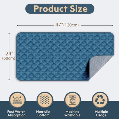 Washable Guinea Pig Cage Liner - 2 Pack Reusable Washable Pee Pads，Waterproof Guinea Pig Bedding for Small Animal - Rabbit Bunny Hamster Puppy (Blue, 24" X 47" - 2 Pack)