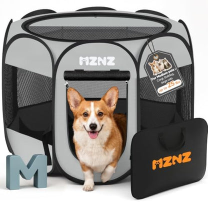 Dog Cat Small Animal Puppy Playpen Crate, Medium, Whole Grey