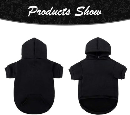 KOOLTAIL Dog Hoodie for Large Medium Small Dogs, Soft and Warm Pet Sweater with Leash Hole and Pocket Boy Girl, Puppy Fall Winter Jacket Clothes, French Pitbull Cold Weather Coat Sweatshirt, Black SM