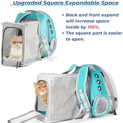Lollimeow Expandable Cat Backpack Carrier for Large Cats & Small Dogs - Airline Approved Pet Bubble Backpack with Dual-Side Expansion, Perfect for Travel, Hiking & Outdoor Adventures, Up to 16lbs