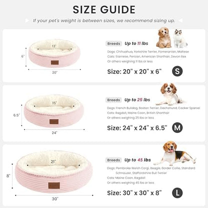 Love's cabin Round Donut Cat and Dog Cushion Bed, 30in Pet Bed for Medium or Large Dogs, Anti-Slip & Water-Resistant Bottom, Soft Durable Fabric Pet Beds, Washable Calming Cat Bed, Light Pink