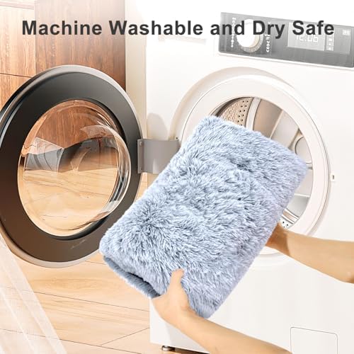 Large Dog Bed Crate Pad 35", Washable Soft Plush Pet Mats for Sleeping Grey