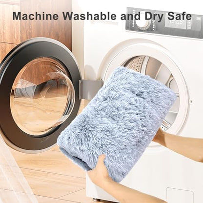 Large Dog Bed Crate Pad 35", Washable Soft Plush Pet Mats for Sleeping Grey