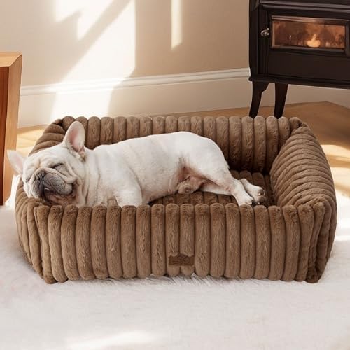Bedsure ComfyFleece™ Cute Dog Bed Medium Large Size Dog，30in Camel Brown