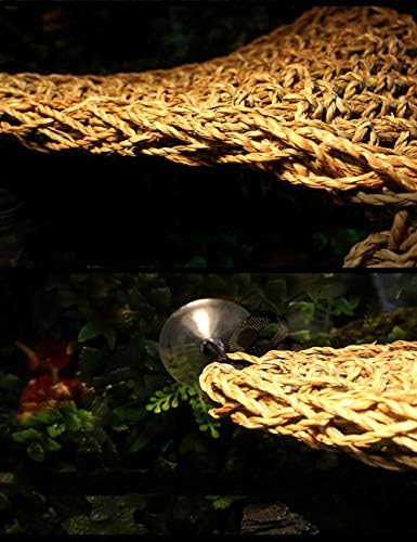Tfwadmx 2 Pack Bearded Dragon Hammock, Reptile Climbing Decor, Lizard Lounger 100% Natural Seagrass Fabric Hammock for Reptiles, Geckos, Anoles, Iguanas, Hermit Crabs, Triangular