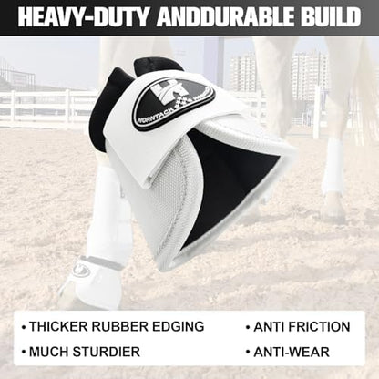Horse Bell Boots for Outdoor Sports (White, M)