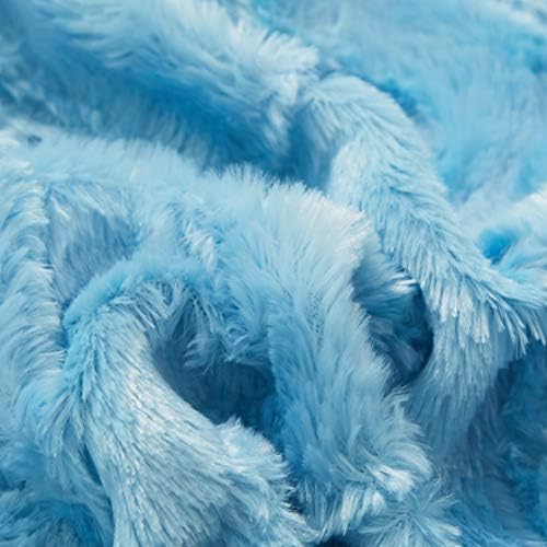 Tache Bright Sky Blue Faux Fur Throw Blanket Chevron Pattern Light Soft Fuzzy Warm Sherpa Throw Blankets, 50x60