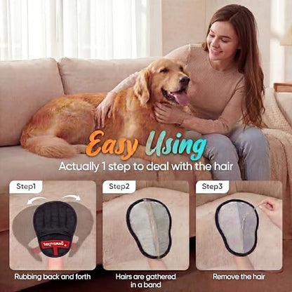 Pet Hair Removal Glove for Cats & Dogs,Upgraded Five-Finger Electrostatic Pet Hair Remover Glove,Reusable Magic Brush Pet Hair Remover Tool for Couch,Furniture,Car Seat,Carpet,Laundry(1pcs Black)