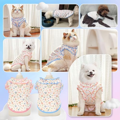2 Pack Dog Shirt for Small Dogs Breathable Summer Clothes with Ruffled Sleeves Dog Tshirt Stretchy Pet Tee for Puppies Sphynx Cats Kitten Frenchie Dachshund