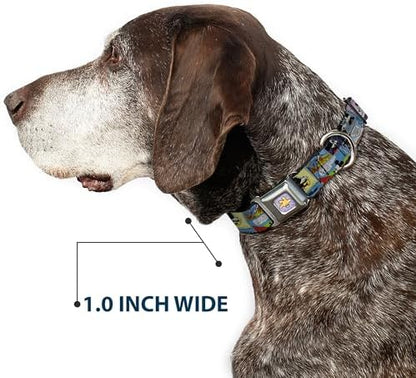 Buckle-Down Seatbelt Buckle Dog Collar - Mickey & Minnie Comic Strip - 1" Wide - Fits 9-15" Neck - Small