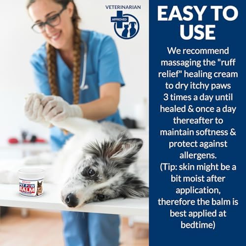 Natrulo Pet Paw Balm for Dog - Natural Healing Ointment for Itchy Paws, Grooming, Allergy Relief, Repair, Pad Protection – Soothing Unscented Shea Butter Moisturizer for Itching, Dryness, Licking 2oz