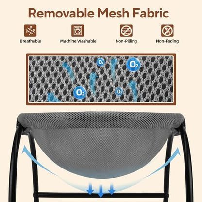 LIFLIX Raised Cat Hammock Bed, Free Standing Cat Cot with Washable Mesh, Pet Bed for for Kittens, 17.1 x 17 x 9.5 inches