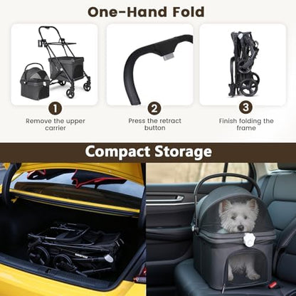 T1 Double Pet Stroller for Small Dogs & Cats (Black)
