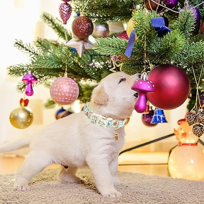 Dog Collars, Christmas Pet Collar Holiday Dog Collar Gingerbread Man Print Pet Collar Durable Collar Cute Dog Collar Boy Girl Dog Collars Adjustable Dog Collar for X-Small Dogs