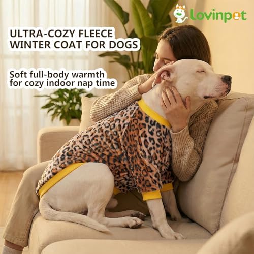 LovinPet Flannel Dog Coat, Winter Dog Coat, Loquat Rough Leopard, L