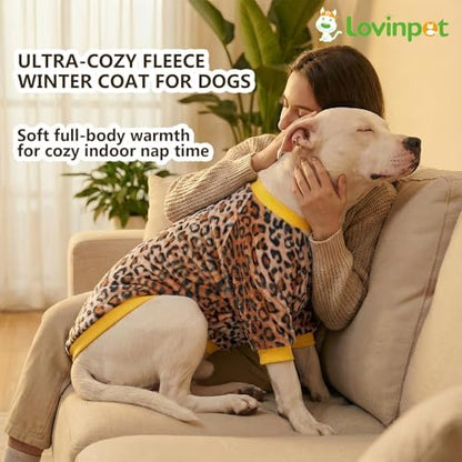 LovinPet Flannel Dog Coat, Winter Dog Coat, Loquat Rough Leopard, L